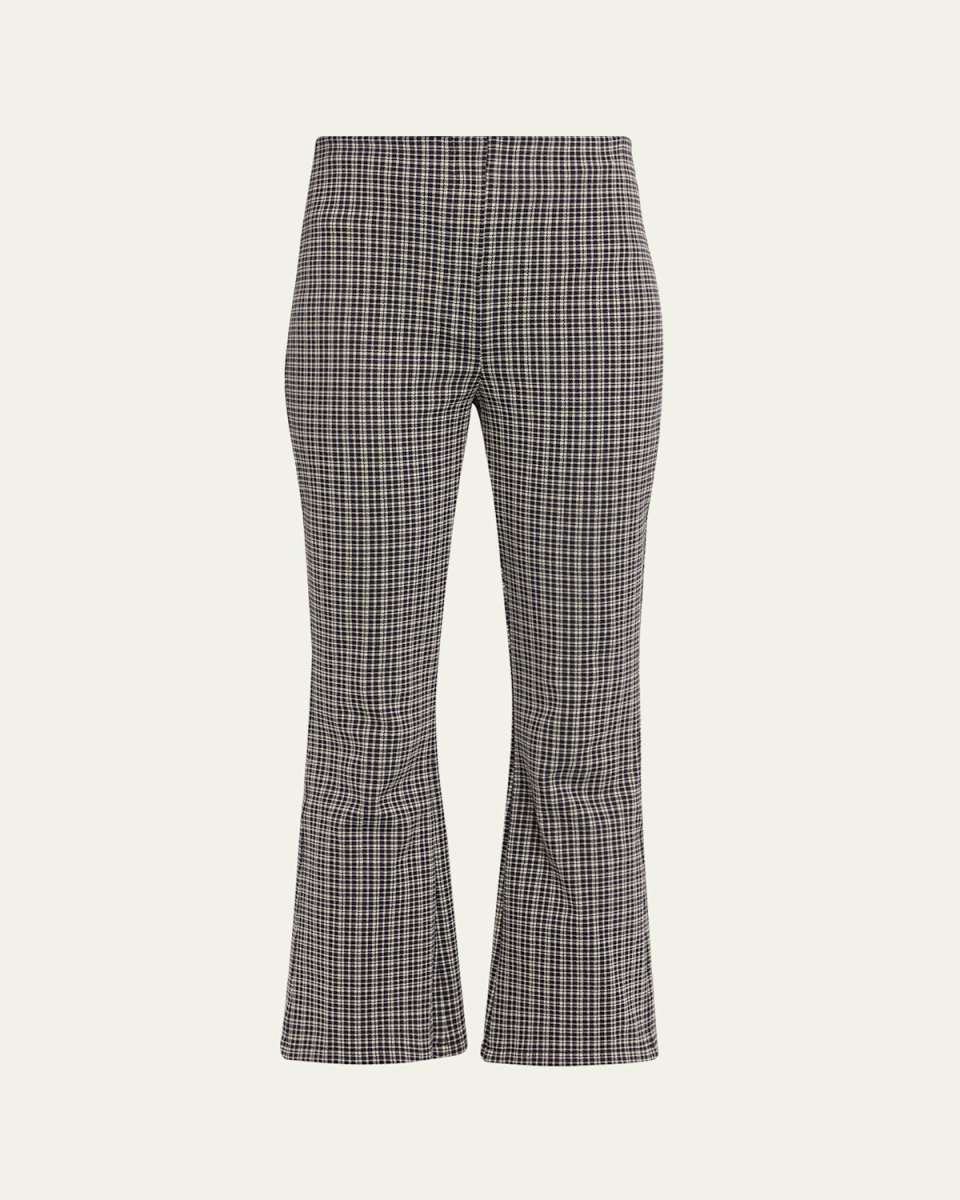 Plaid High-Rise Kick-Flare Pants